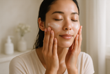 using lotion on face